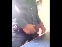 Russian Man masterbation in office washroom