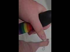 Washing my rainbow cock