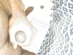 Jerking of my big dick before taking a bath