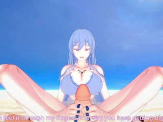 Esdeath от Akame Ga вам ногами на пляже хентай от первого лица