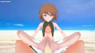 Chihiro from Danganronpa Gives You A Footjob At The Beach Hentai POV