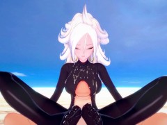 Android 21 from Dragonball Z Gives You A Footjob At The Beach Hentai POV