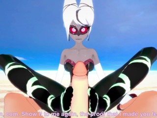Carmilla from Hazbin Hotel gives you a Footjob at the Beach Hentai POV