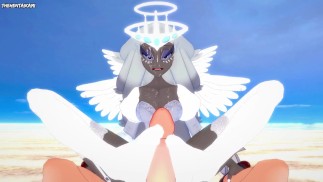Serra from Hazbin Hotel Gives You A Footjob At The Beach Hentai POV