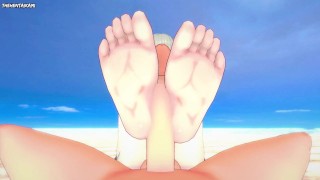 Kirari z Kakegurui daje ci footjob na plaży Hentai POV