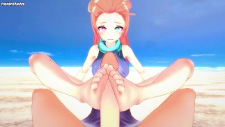 Zoe из League of Legends вам ногами на пляже хентай POV