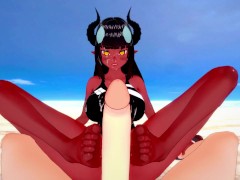 Meru the Succubus Gives You A Footjob At The Beach Hentai POV