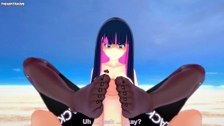 Stocking Anarchy from Panty and Stocking Gives You A Footjob At The Beach Hentai POV