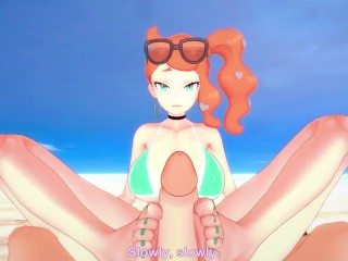 Sonia из Pokemon вам ногами на пляже хентай POV
