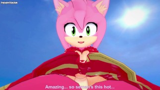 Amy из Sonic вам ногами на пляже хентай POV