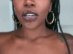 Big Wet Lips and Long Tongue for Close Up Spit Fetish Kisses