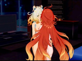 Mavuika loves Xilonen (Genshin Yuri Hentai 3d animation)