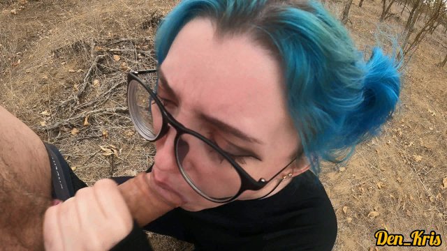 sexy cute schoolgirl with blue hair likes to have anal sex in a car after school