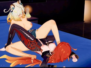 Xilonen x Mavuika Love one another 💖💦 (Genshin Impact 3d Yuri Lesbian Hentai )