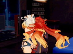 xilonen x mavuika  fingering and boob grabbing (Genshin Yuri hentai)