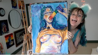 A very naughty self portrait painting