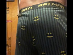 Morning toilet piss before work + bonus farts in Batman pj pants and jeans