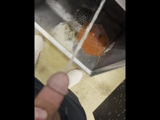 Piss Next to Homeless Jerking Off In Stall