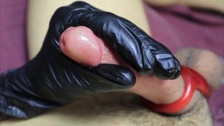 very gentle and sexy massage of the red hard head