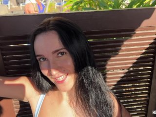 Risky public sex in a beach changing cabin.We've been caught