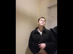 jerking off to music in the toilet of a fish restaurant