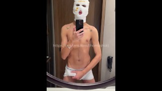 HORNY TWINK JERKING OFF DICK IN WHITE BOXERS