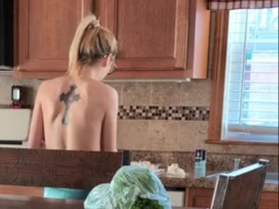 Cooking Topless: preparing ingredients POV Spare Bedroom