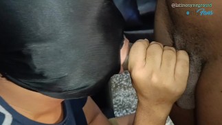 Sucking a huge thick and big cock I swallow it.