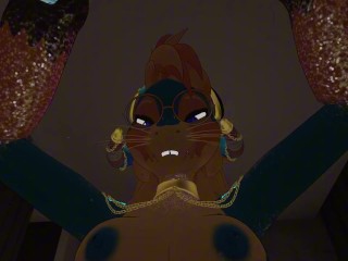 Плетёный зверь с большими сиськами сосёт и скачет на тебе в душе (не VR версия)