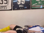 Wank and cum in Soccer cleats Socks and jersey