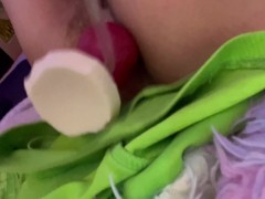 Oozing creampie mess from knotted cock