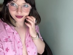 Beautiful brunette blows a kiss on camera
