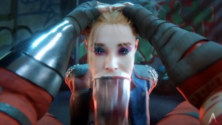 Harley quinn and Wonder woman futanari blowjob