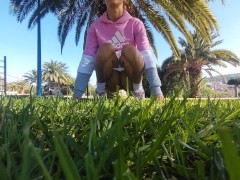 Cute college girl pees in public