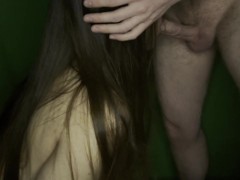 A hot girl gave a blowjob right on the stream, moaned sweetly and swallowed all the sperm