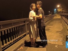 【野外露出】車がびゅんびゅん通るから夜でも恥ずかしい💦　でも野外で全裸は気持ちいい♪ - Screenshot 2 of 16 - 野外