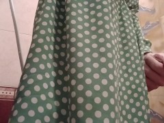 trans-girl Stesha masturbates her small clit in the shower
