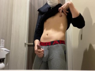Horny Boy Can’t Resist Jerking off in his new Underwear in Shopping Mall
