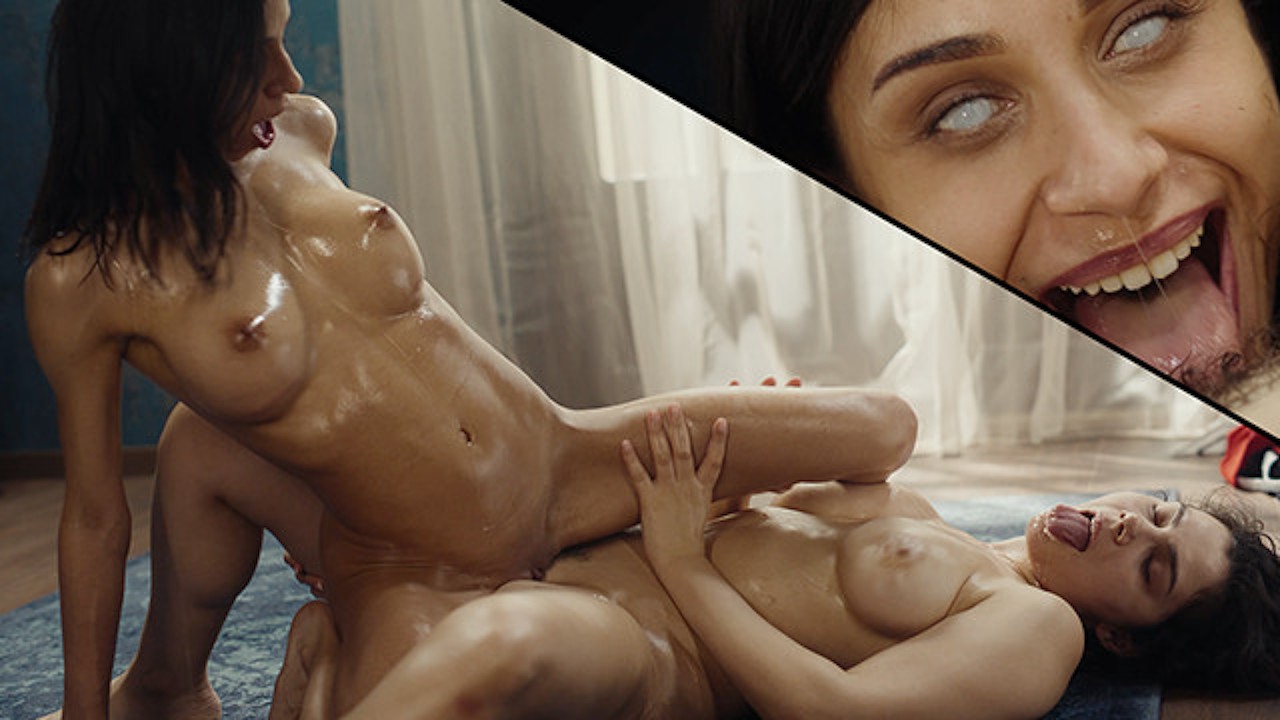 Әдемі қыздар мұзды шұңқырда мастурбация жасайды