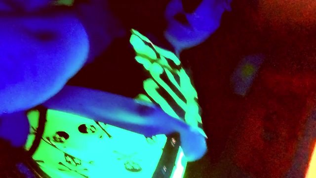 Plus Size Tranny stays quiet in blacklight while fucking a