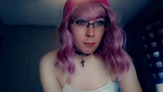 Goth Transgirl Struggles To Put A Buttplug Up Her Ass