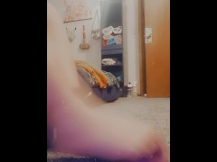 Squishy shows slutty feet and toes with dildo