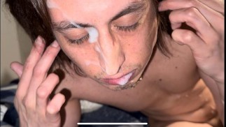 Got so horny that I came on my face, self cumshot.