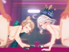 【原神 乱交セックス2】フリ―ナ,リネットが集団エッチする3Dエロアニメ動画(Furina,Lynette group orgy sex2.)