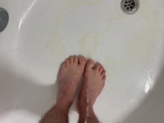 Peeing all over my feet, couldn’t hold it in any longer!