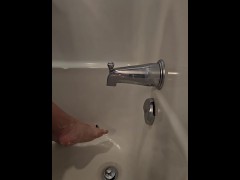 Washing my filthy feet after crushing food