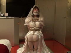 ウェディングドレス女装自縛オナニー、ドライオーガズム - Screenshot 8 of 16 - 緊縛