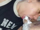 Extreme deep throat making the bitch eat the dick until she eats cum together🍑🍆🥛💦🤤😋😵‍💫😵🥛🍑