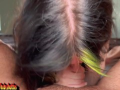 Green Haired Petite Slut Kitty Cam Pussy Pounded & Cumshot Facial