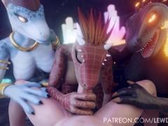 Furry Scalie Foursome 3D Animation